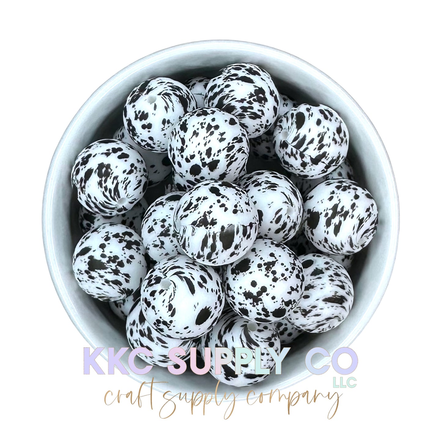 SP61-Black and White Cow Hide Silicone Bead 19mm