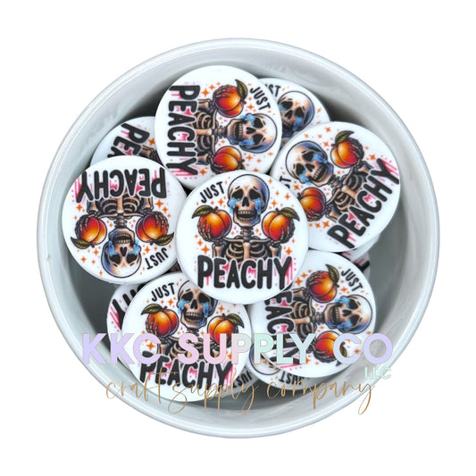 Just Peachy Round Silicone Focal Bead