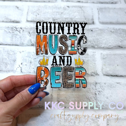 UV16645-Country Music and Beer UV DTF Decal