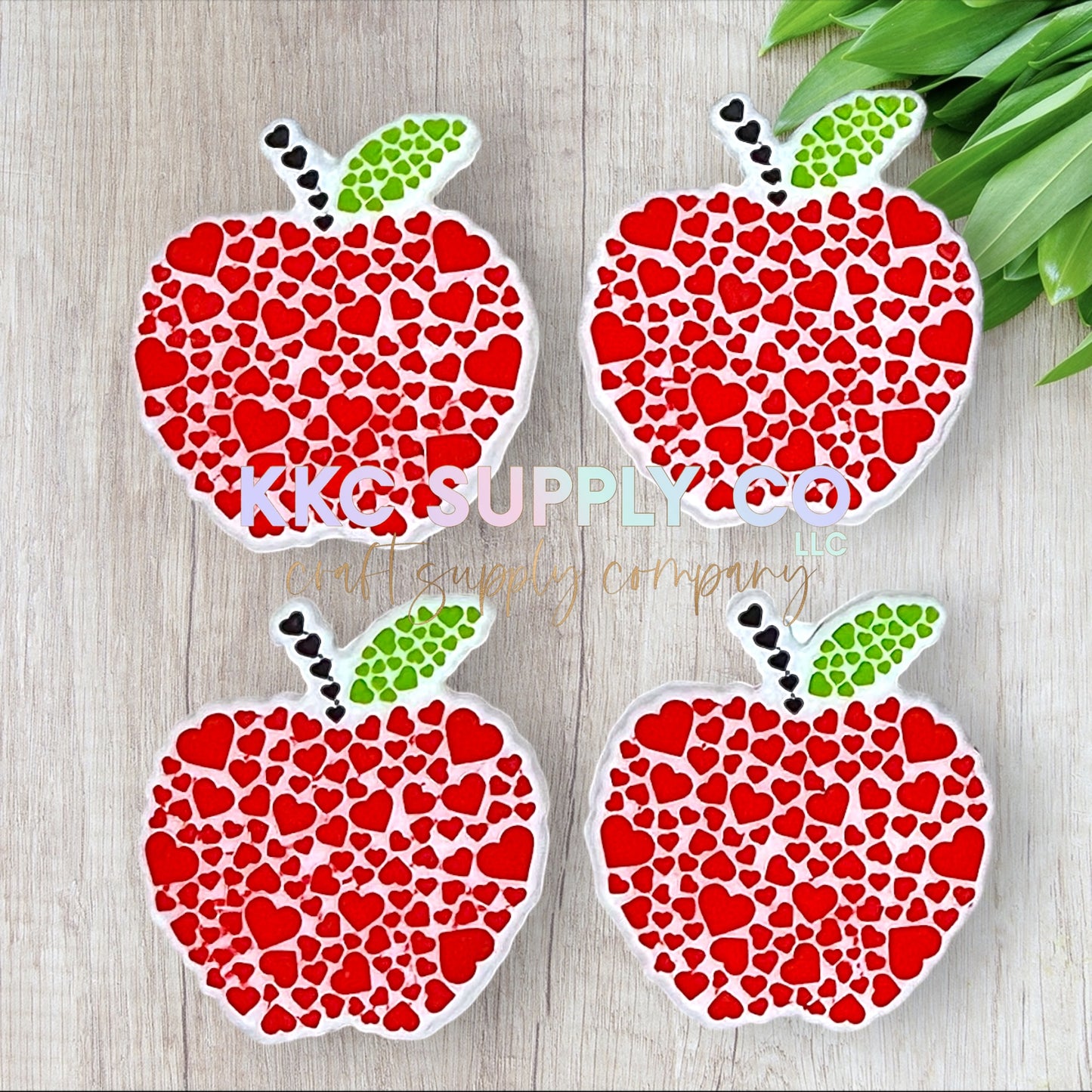 Leopard Heart Apple Silicone Focal Bead