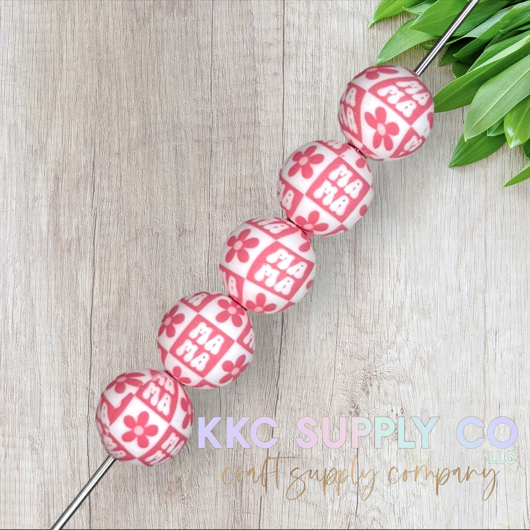 SP218-Mama Printed Silicone Beads