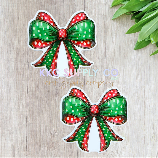 AT479-Polka Dot Christmas Bow-Acrylic Flatback