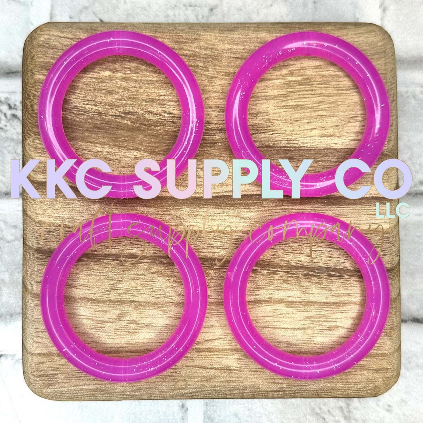 SG01-Hot Pink Jelly Glitter 65mm Silicone Ring
