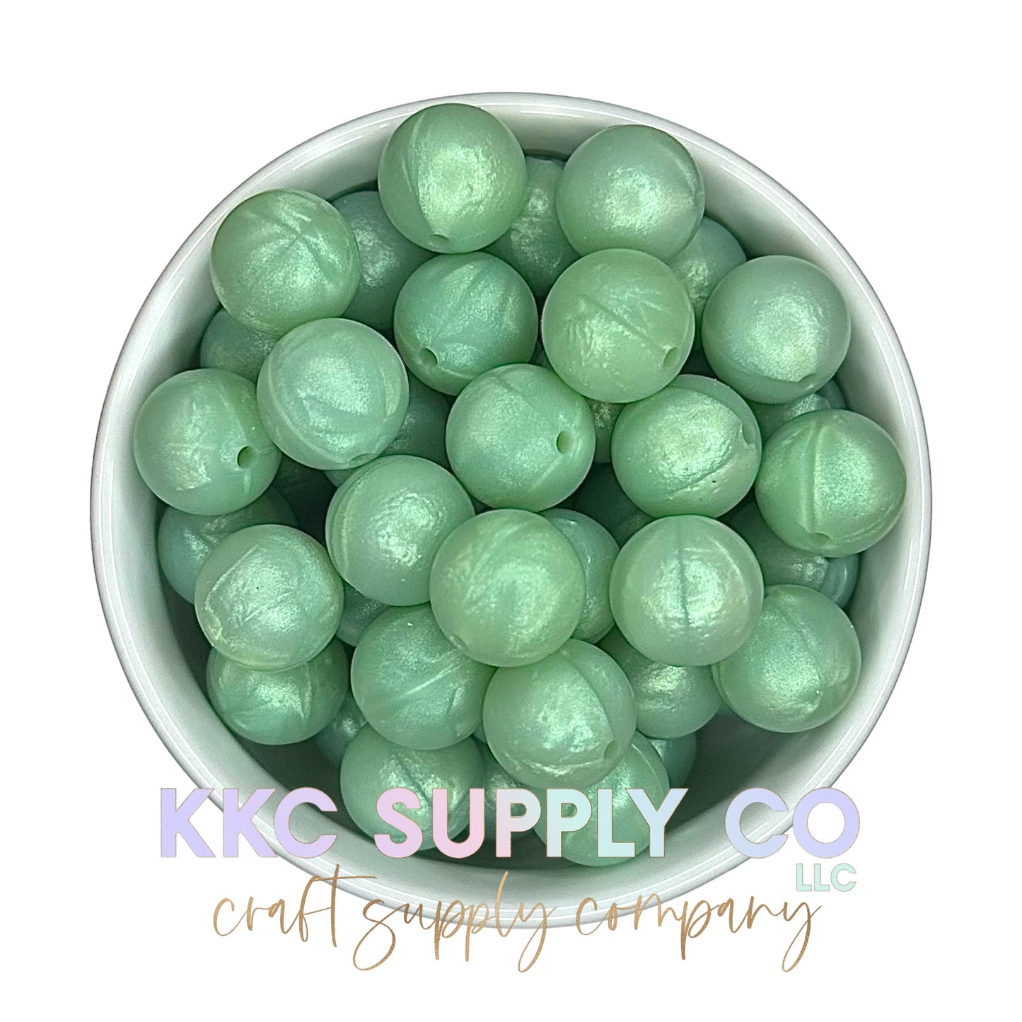 SS73-Light Green Shimmer Silicone Bead 15mm