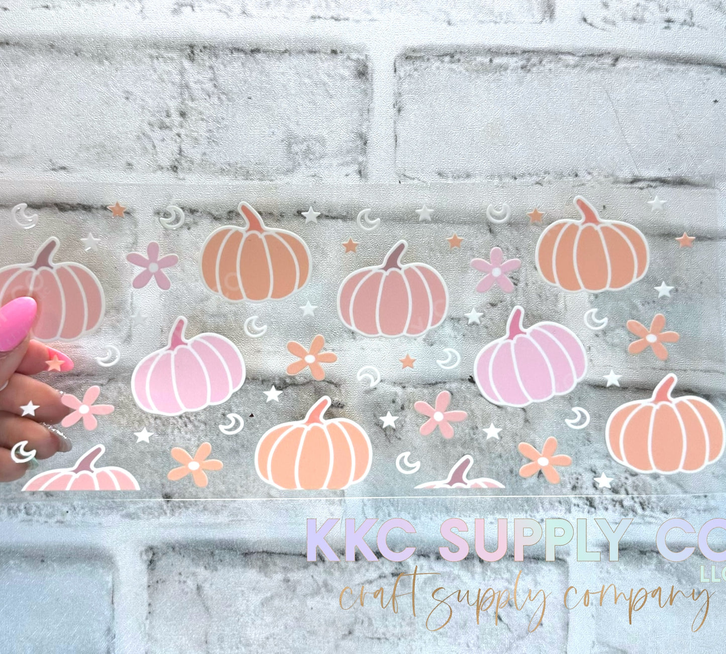 UV16584-Pastel Pumpkins and Moons 16oz UV DTF Wrap