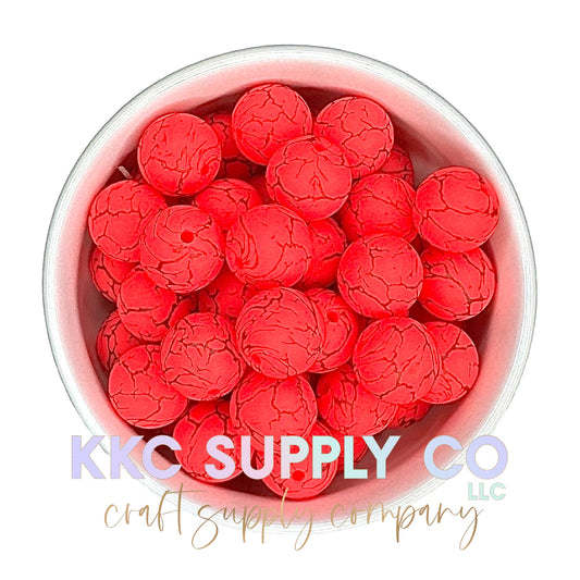 SC05-Electric Pink Crackle Silicone Bead 15mm