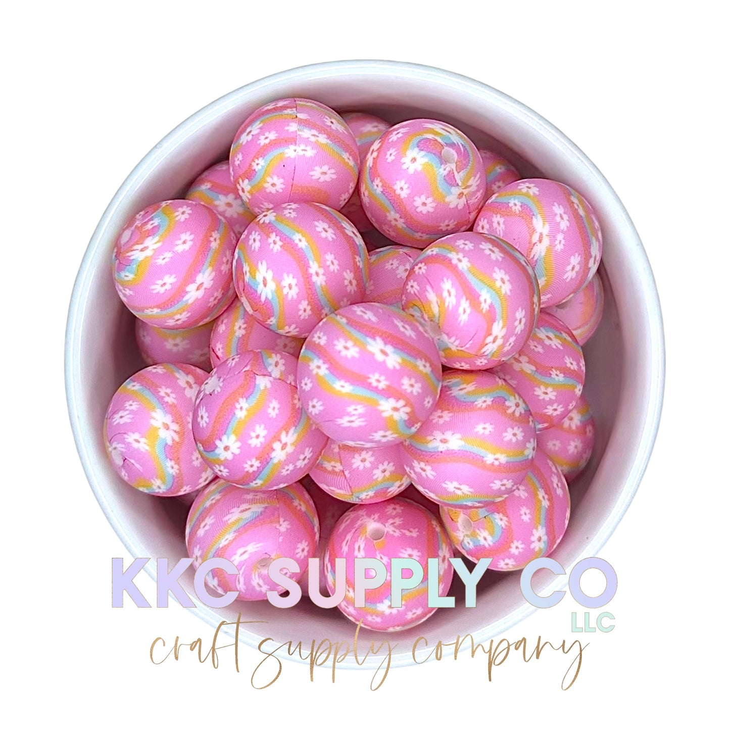 SP101-Pink Retro Daisy Silicone Bead 19mm