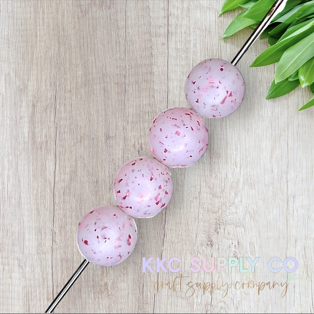 SG41-Pink Confetti Glitter Silicone Beads 15mm