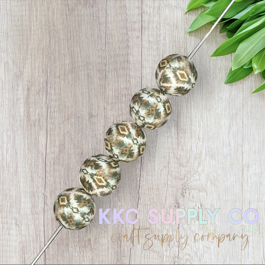 SP219-Boho Rustic Vibes Printed Silicone Bead 15mm