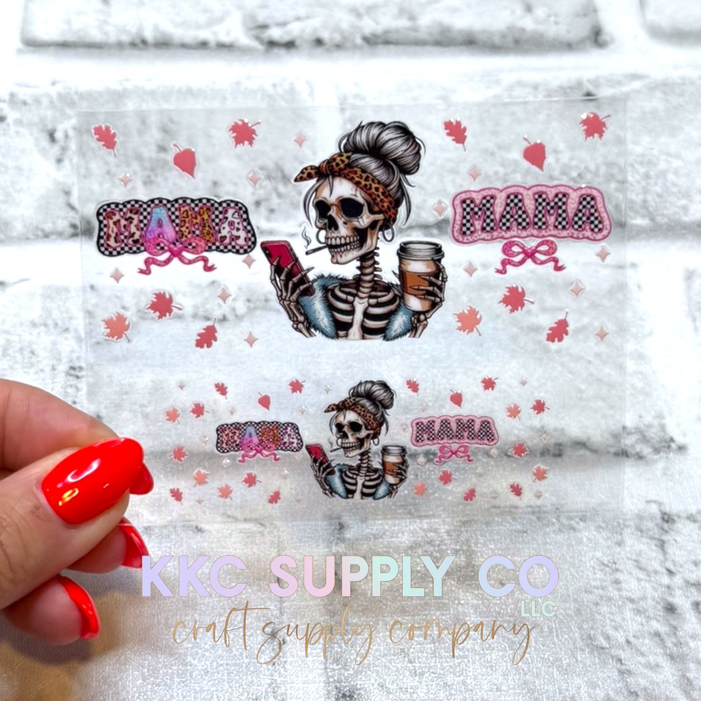 TKUV81-Skeleton Mama Mini Tumbler Keychain UV DTF Decal
