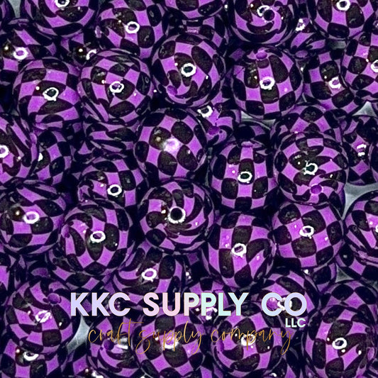 Purple Liquid Checker Silicone Beads