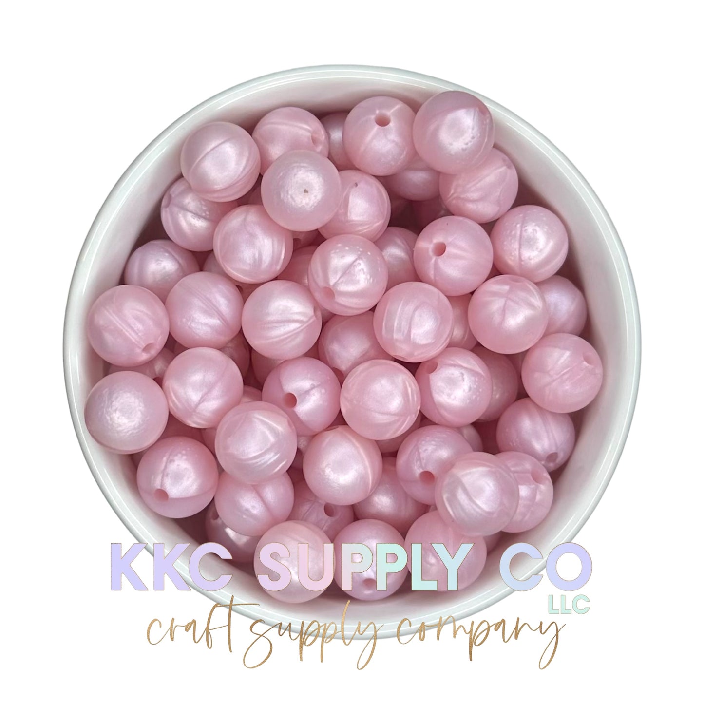 SS58-Light Pink Rose Shimmer Silicone Bead 12mm Round