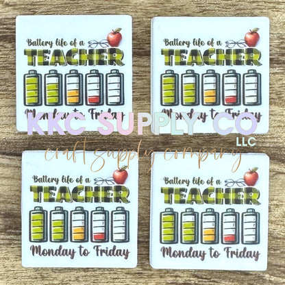 Life Of A Teacher Square Silicone Focal Bead