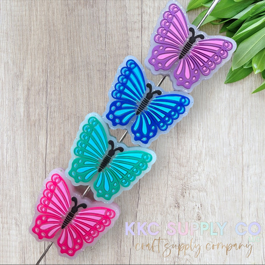 Butterfly Glitter Silicone Focal Bead