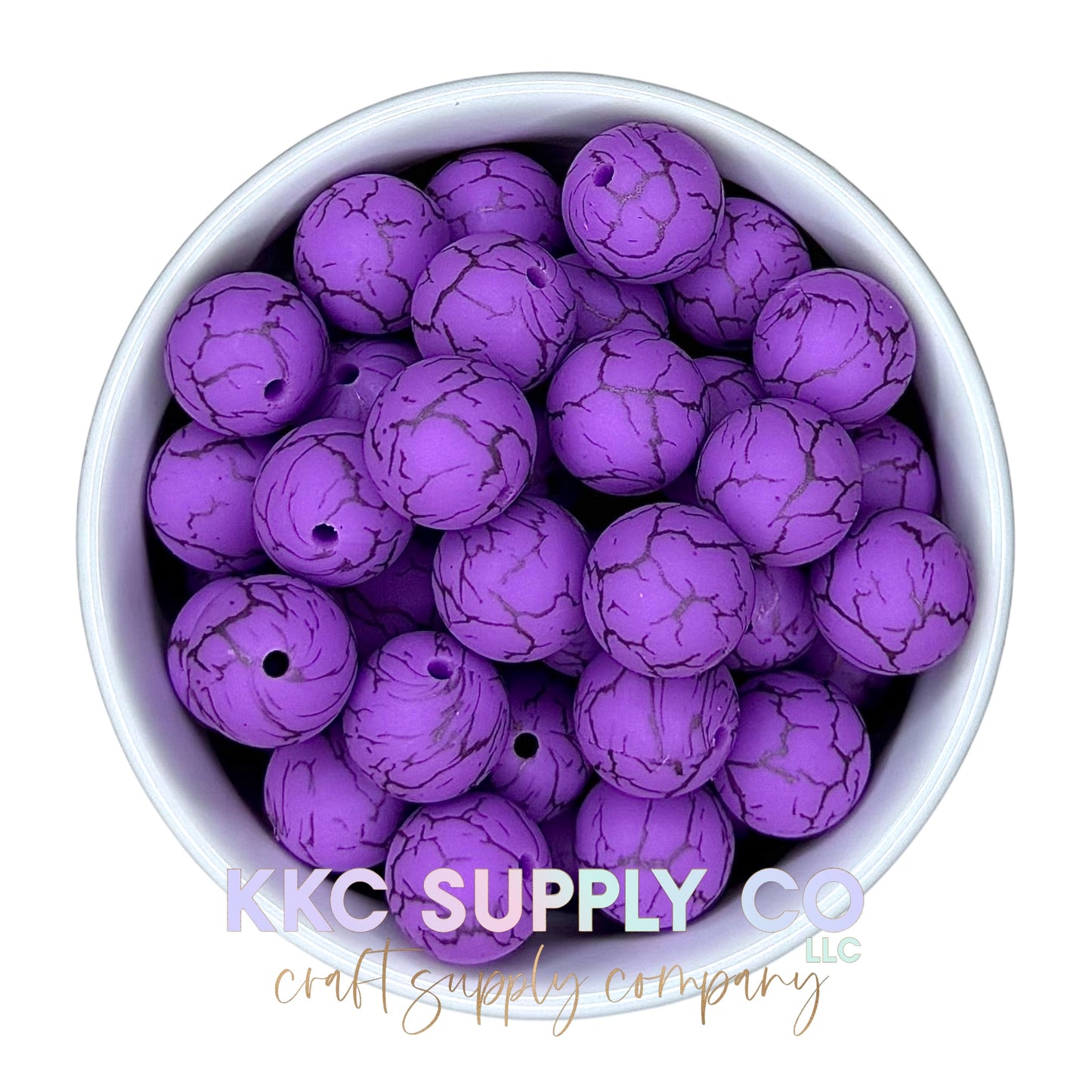 SC14-Purple Crackle Silicone Bead 15mm