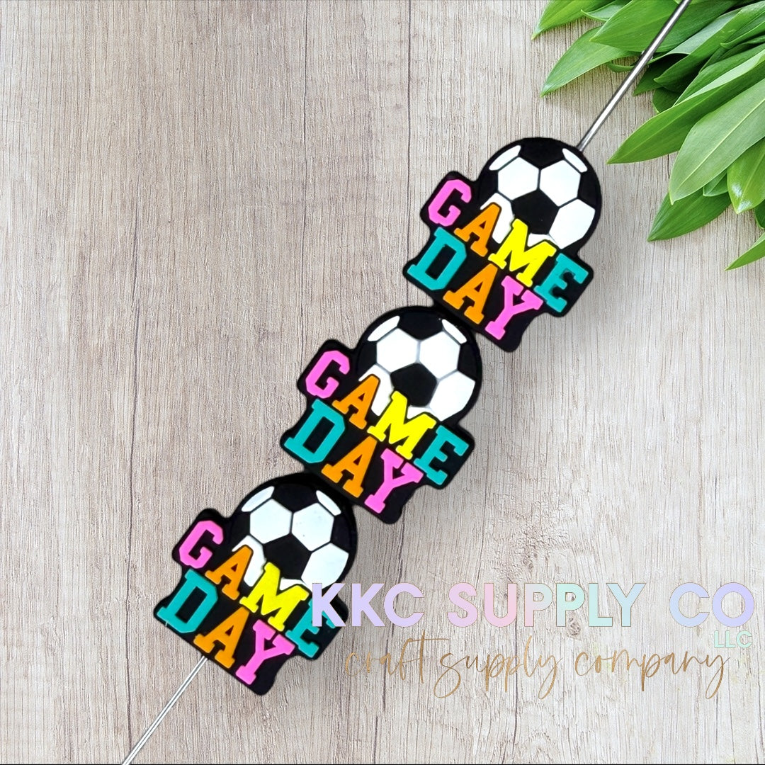 Soccer Game Day Silicone Focal Bead