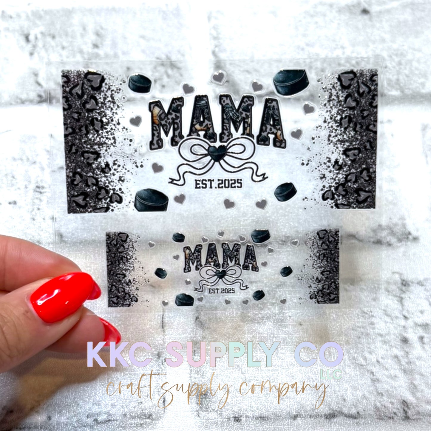 TKUV73-Hockey Mama Mini Tumbler Keychain UV DTF Decal