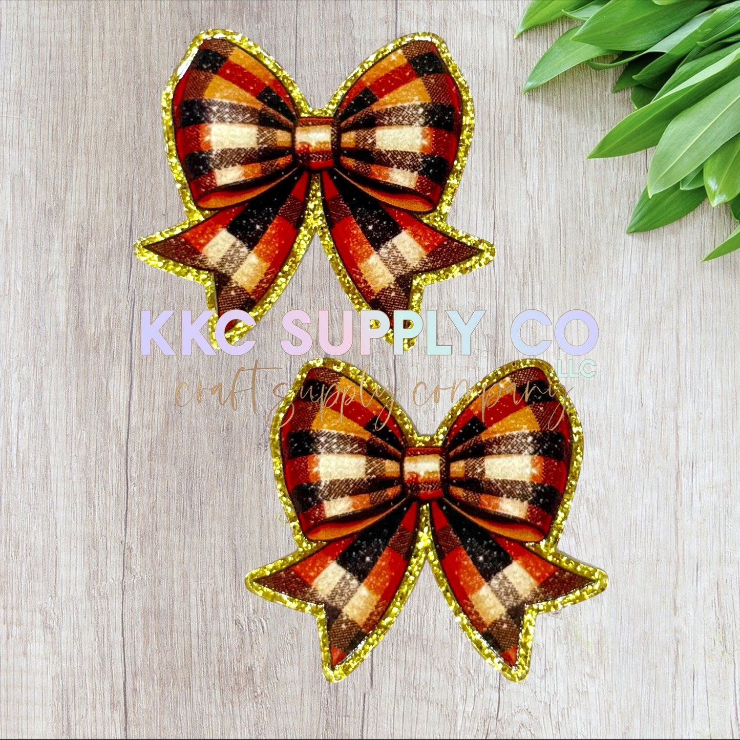 AT282-Fall Plaid Bow-Acrylic Flatback