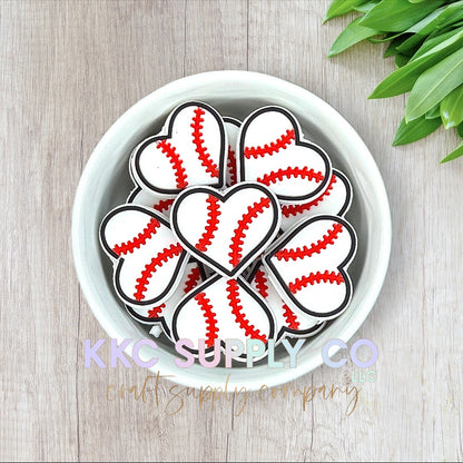 Baseball Heart PVC Focal Bead