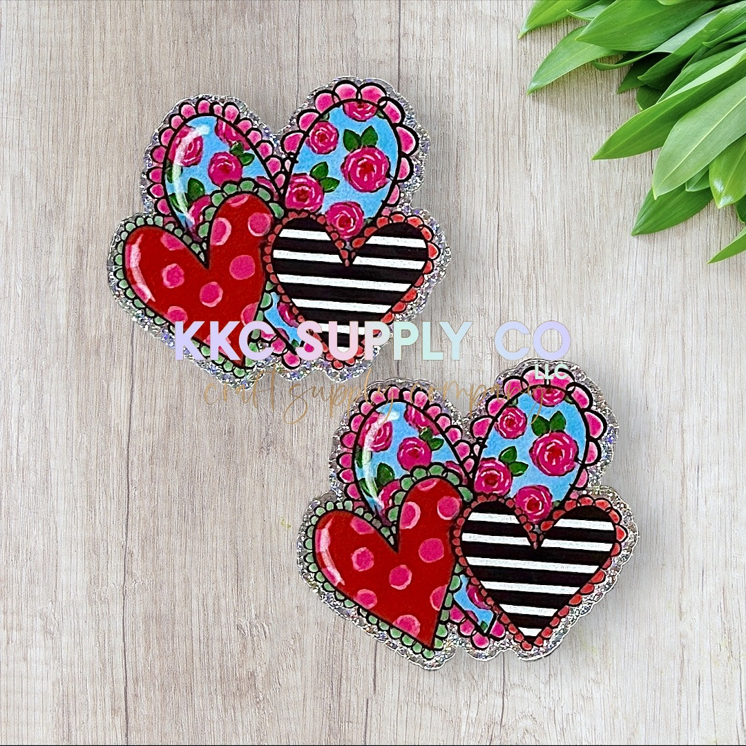 AT144-Hearts-Acrylic Badge Reel Topper