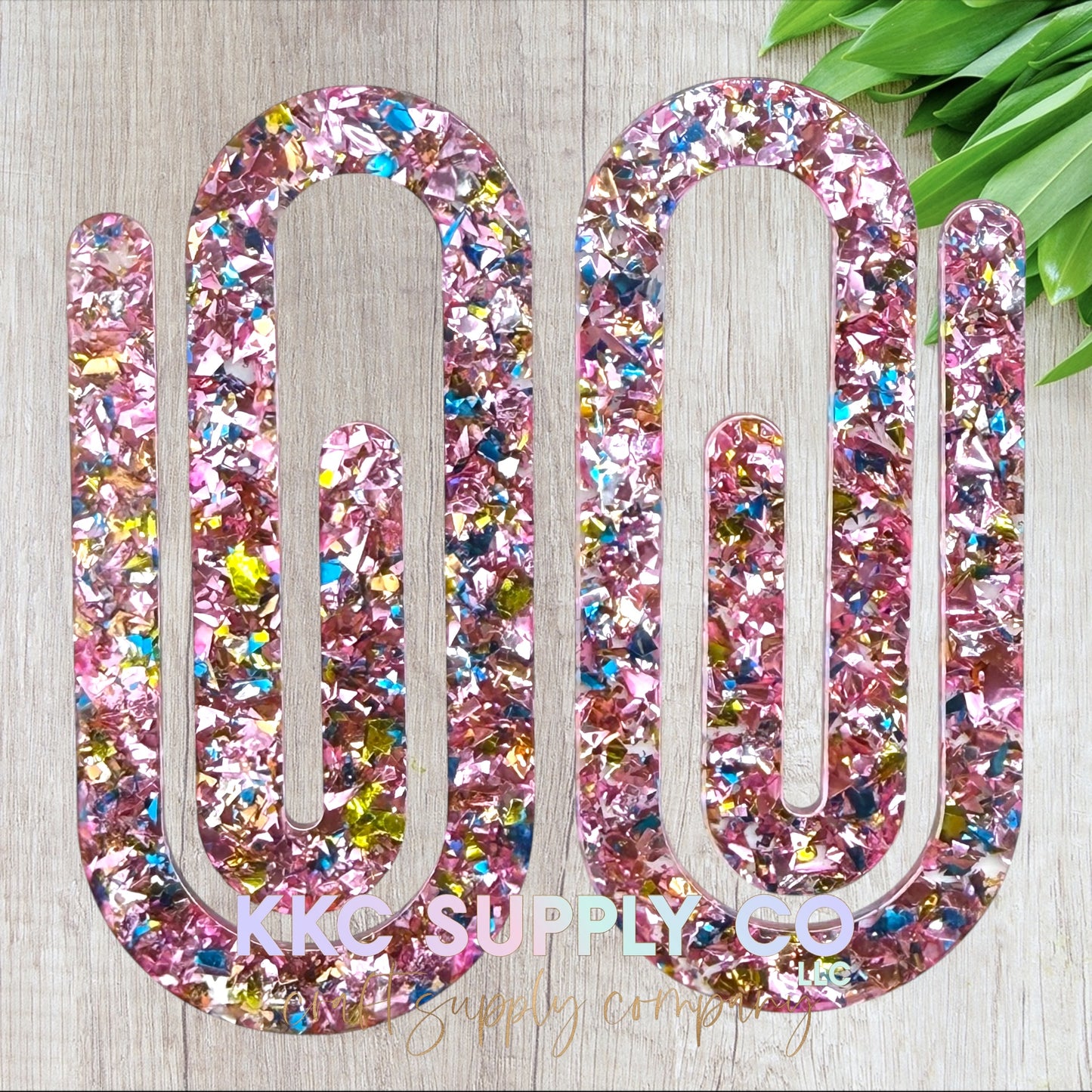 Jumbo Acrylic Glitter Paperclip-Pink Confetti