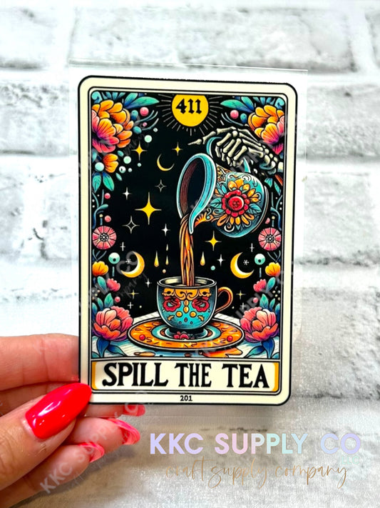 UV16475-Tarot Card ”Spill The Tea” 16oz UV DTF Decal-8715