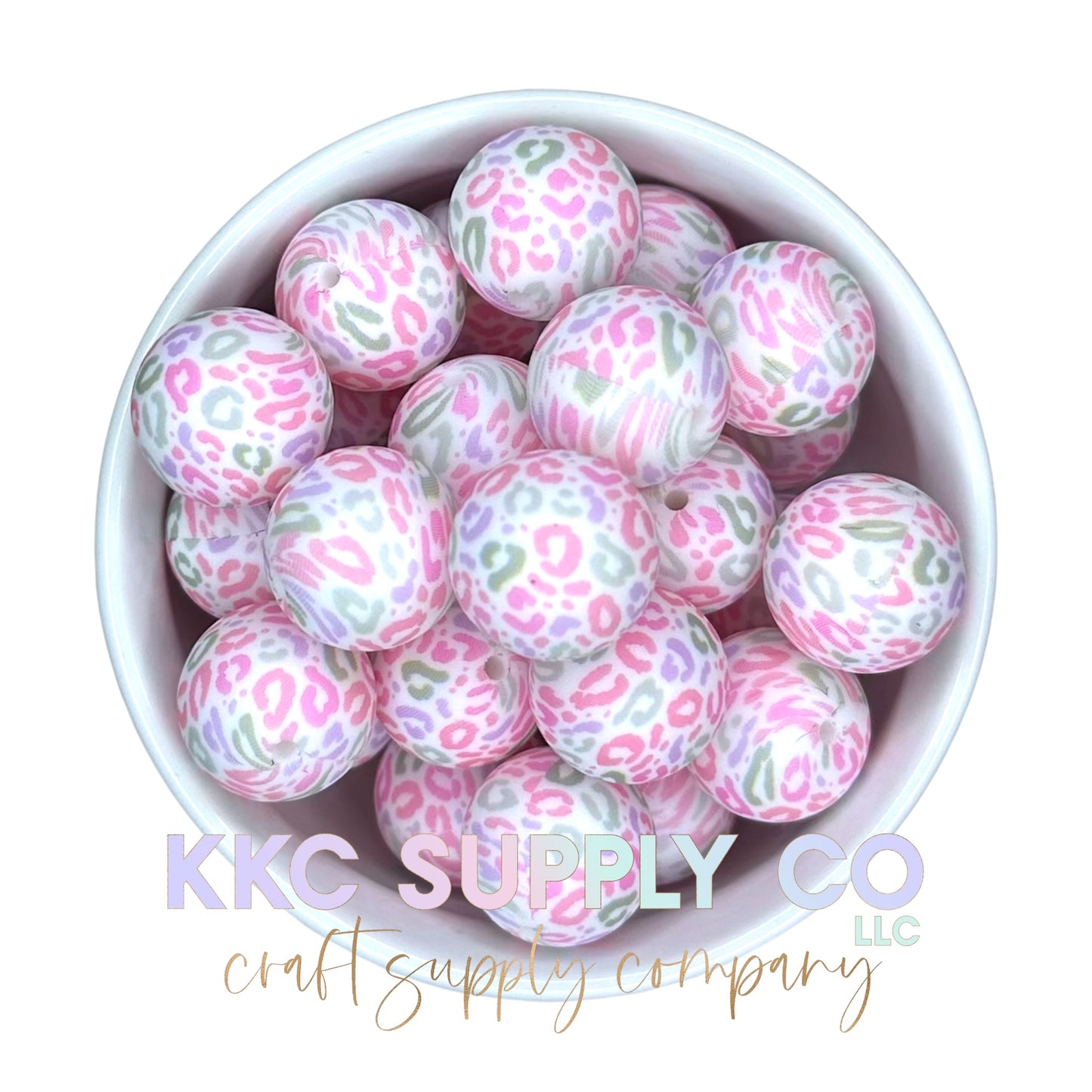 SP98-Pastel Leopard Print Silicone Bead 19mm