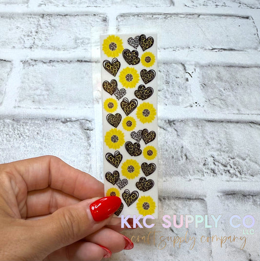 PW48-Sunflowers and Leopard Hearts UV DTF Pen Wrap