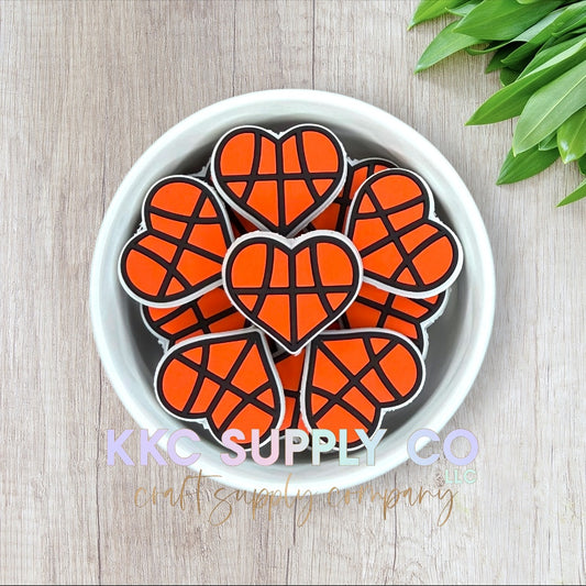 Basketball Heart PVC Focal Bead