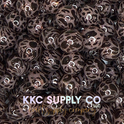 SGL72-Light Brown Leopard Liquid Glitter Silicone Beads