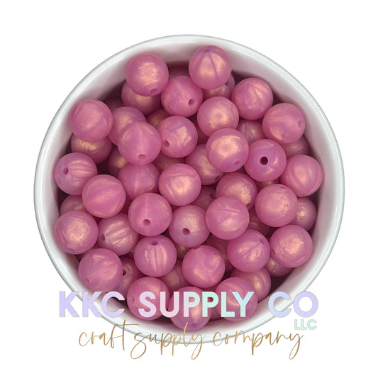 SS56-Rose Gold Shimmer Silicone Bead 12mm Round