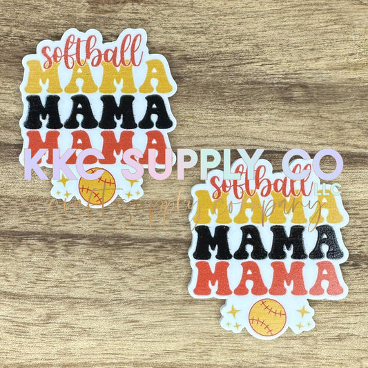 AT91-Softball Mama-Acrylic Badge Reel Topper