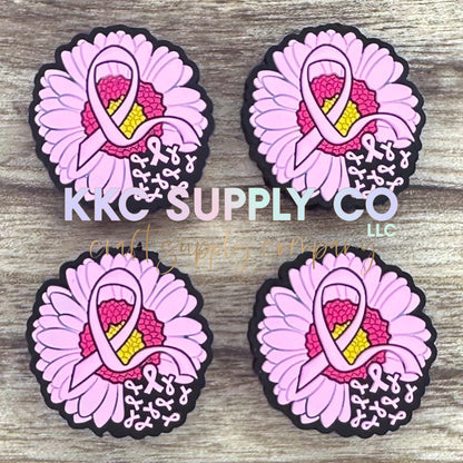 Breast Cancer Sunflower Silicone Focal Bead