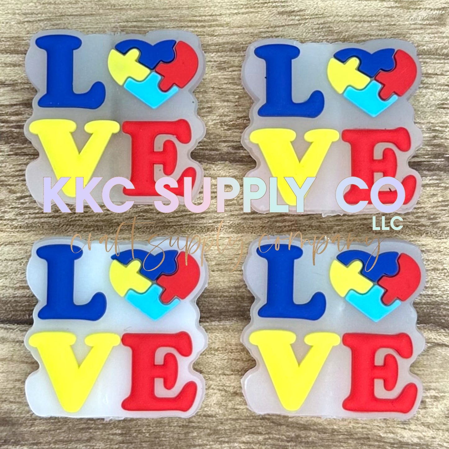 Autism Awareness Love Clear Silicone Focal Bead