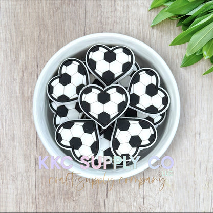 Soccer Heart PVC Focal Bead