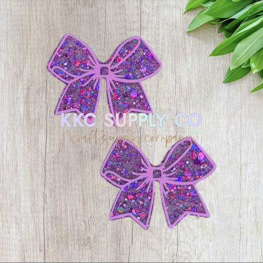 AT304-Purple Glitter Bow-Acrylic Flat-back