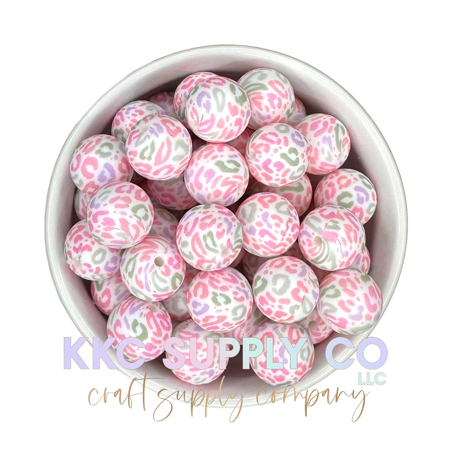 SP98-Pastel Leopard Print Silicone Bead 15mm