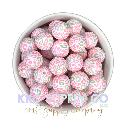 SP98-Pastel Leopard Print Silicone Bead 15mm