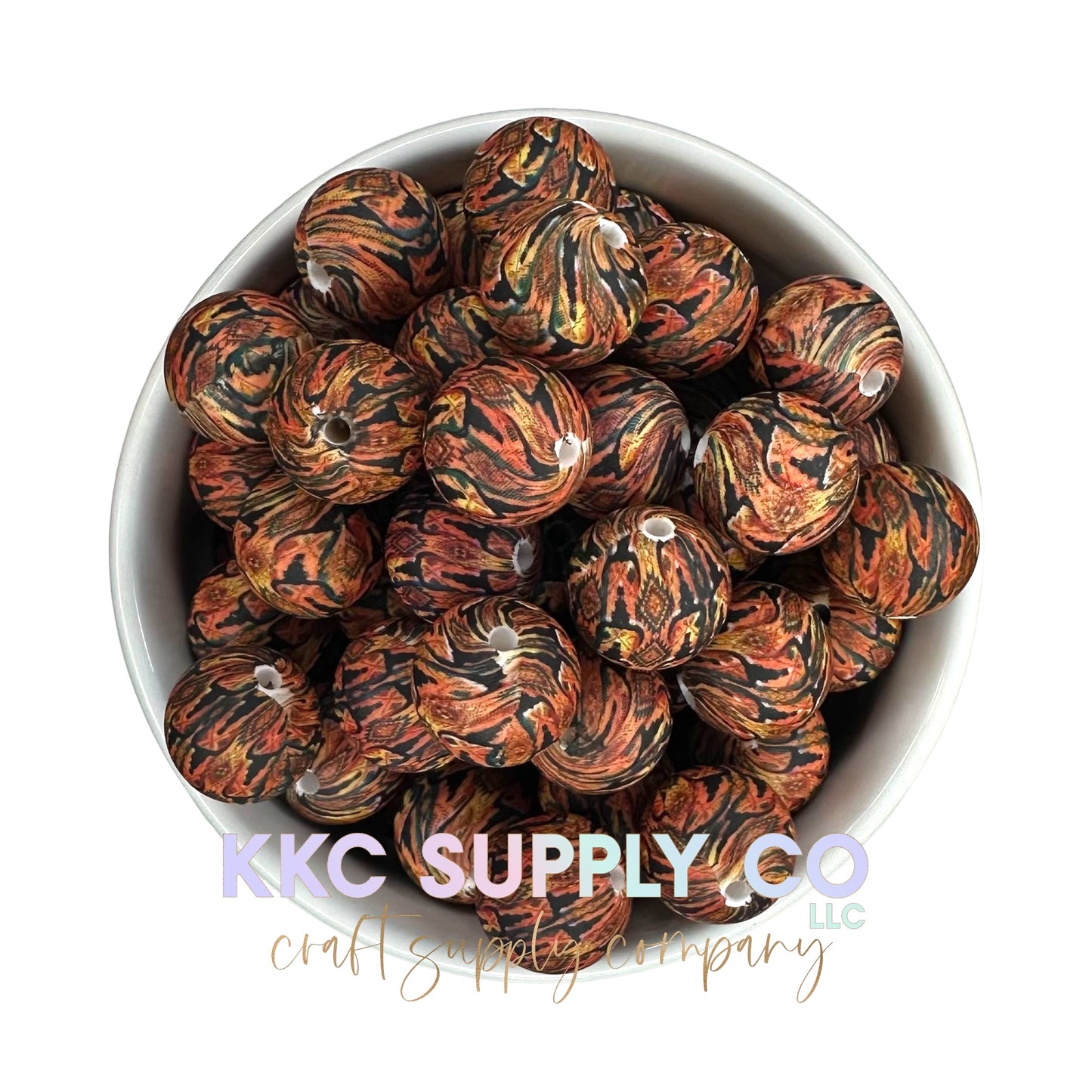 SP107-Black and Rust Aztec Silicone Bead 15mm