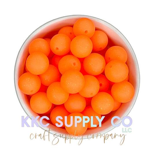 SS70-Neon Glitter Orange Solid Silicone Bead 15mm
