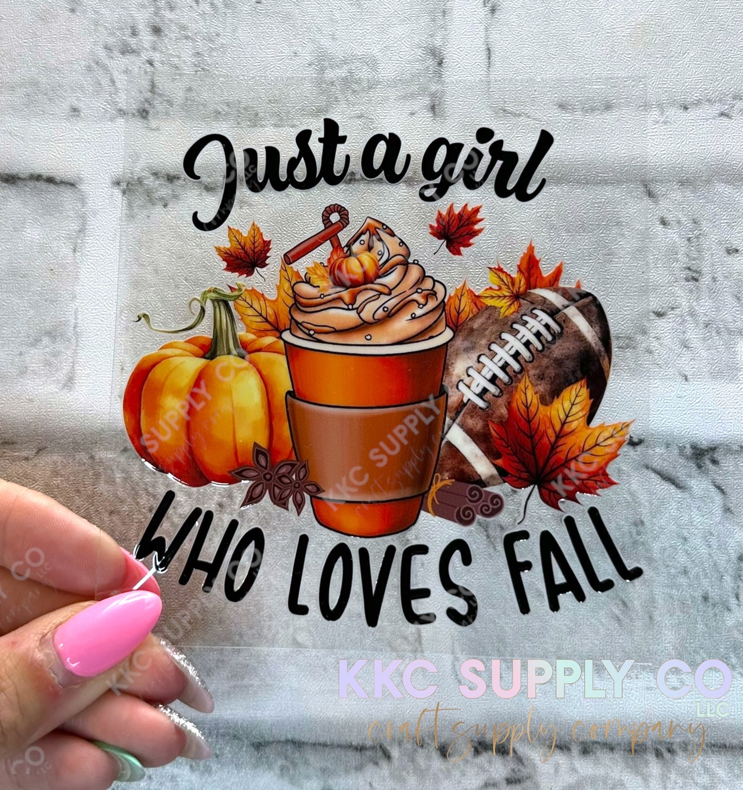 UV16558-Just A Girl Who Loves Fall 16oz UV DTF Decal