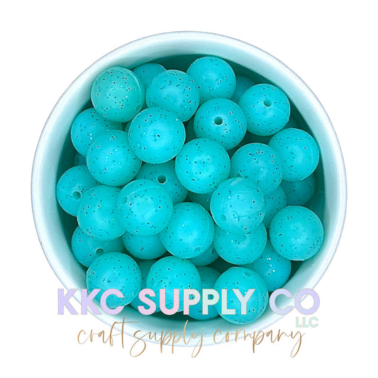 SG29-Teal Glitter Silicone Bead 15mm