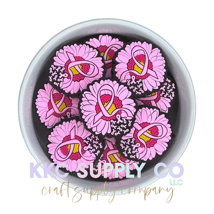 Breast Cancer Sunflower Silicone Focal Bead