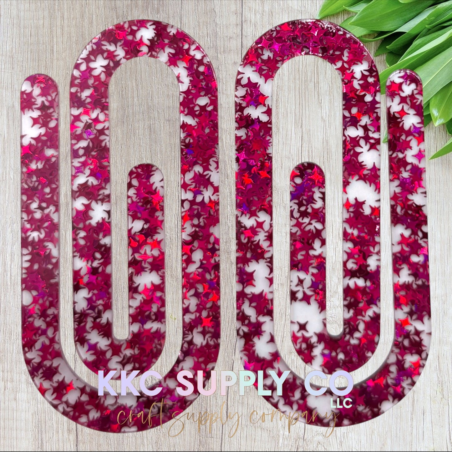 Jumbo Acrylic Glitter Paperclip-Magenta Star