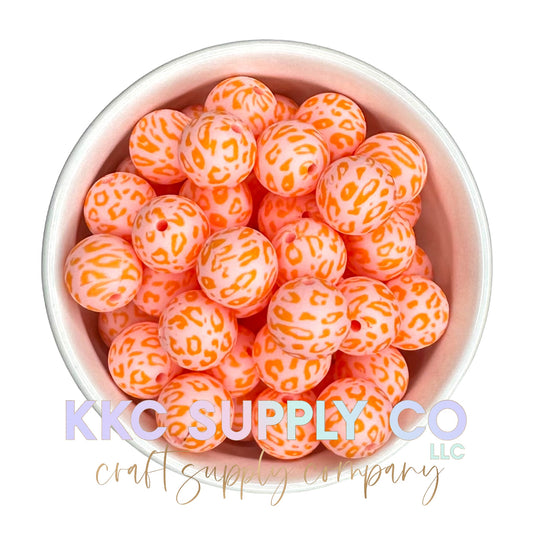 SP146-Coral Leopard Silicone Bead 15mm