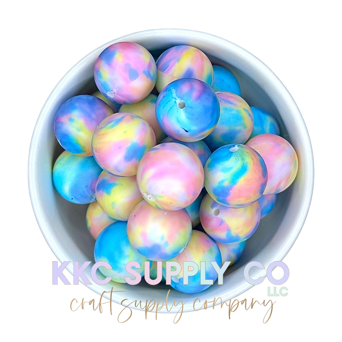 SP04-Pastel Rainbow Tie Dye Silicone Bead 19mm