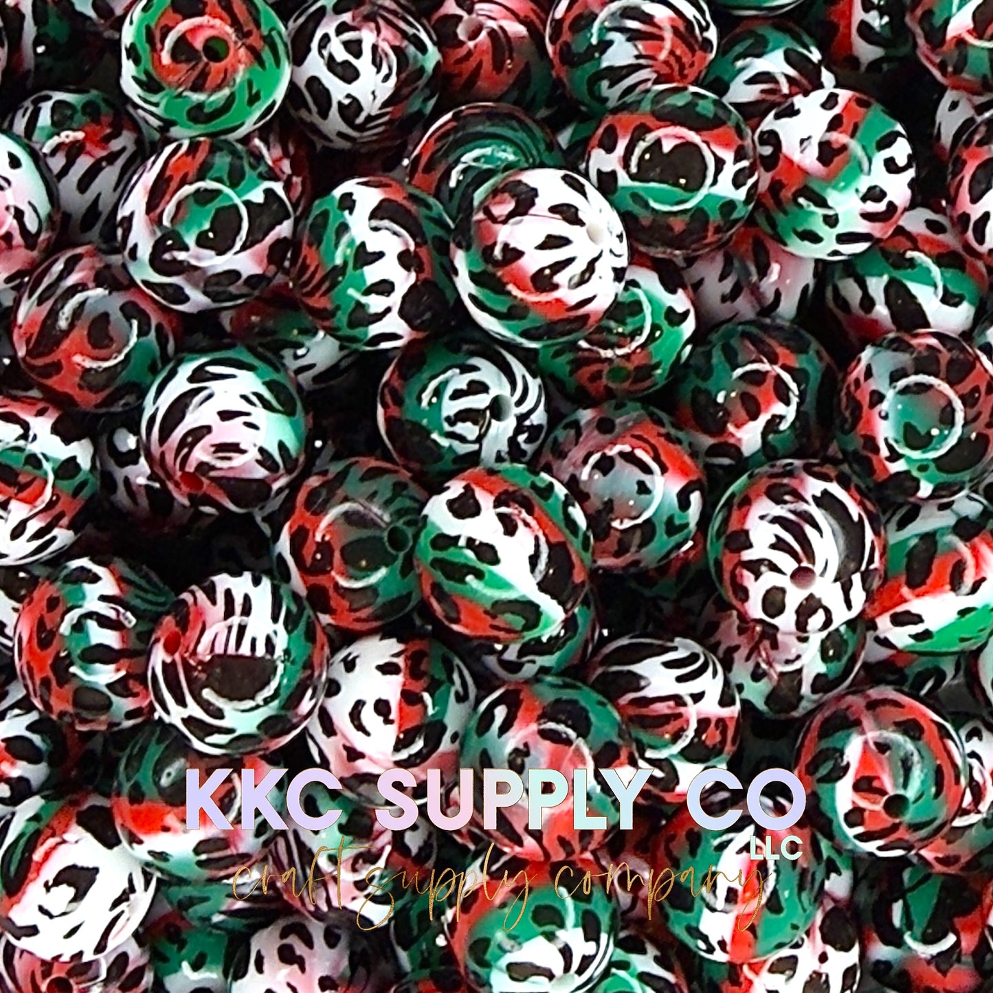 Christmas Marble Leopard Liquid Silicone Beads