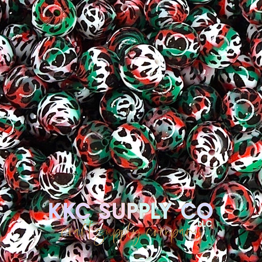 Christmas Marble Leopard Liquid Silicone Beads