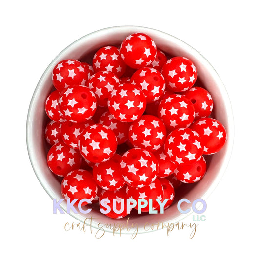 SP109-Red Star Silicone Bead 15mm