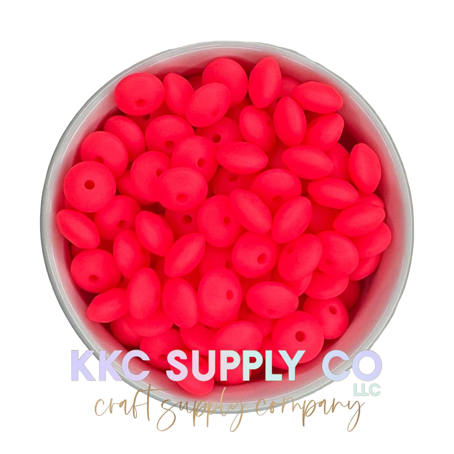 SS48-Electric Pink Silicone Bead 12mm Lentil
